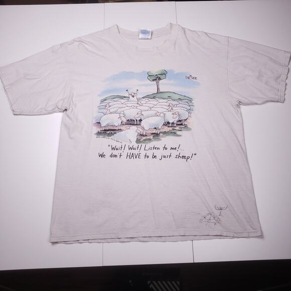 Vntg 80s Gary Larson Sheep graphic tee - Picture 2 of 8